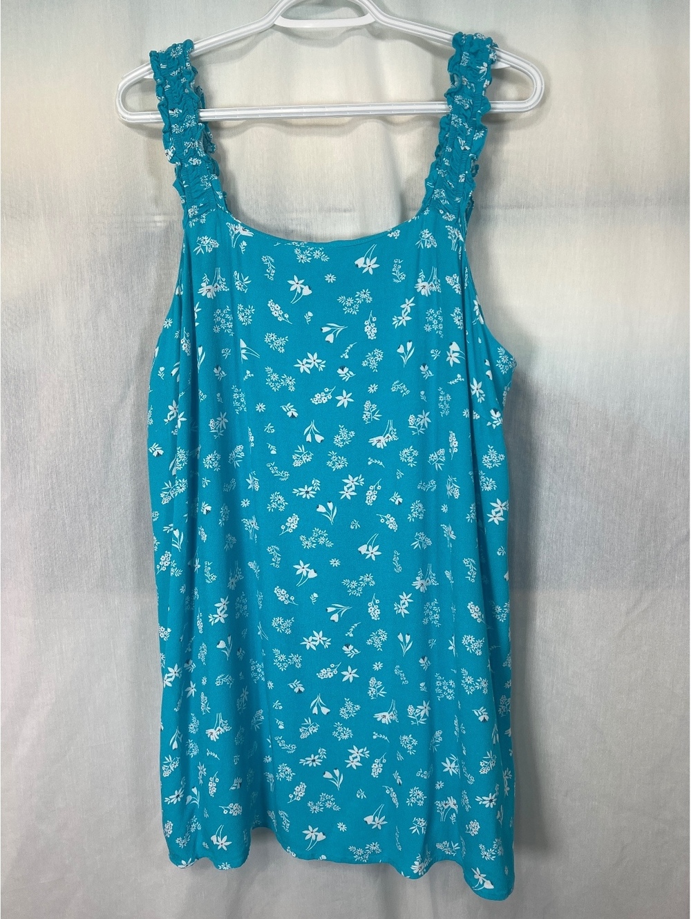 Lily Morgan Ruffle Strap Blue Floral Summer Top Women's 1X